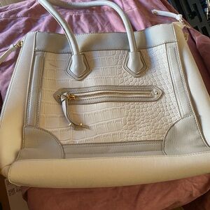 Elegant White and Gray Women's Handbag